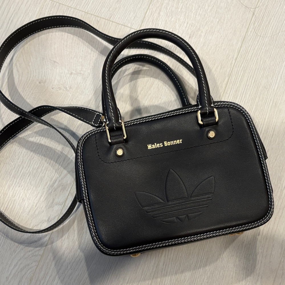 Adidas limited edition Wales Bonner Black Crossbody Bag with White Stitching